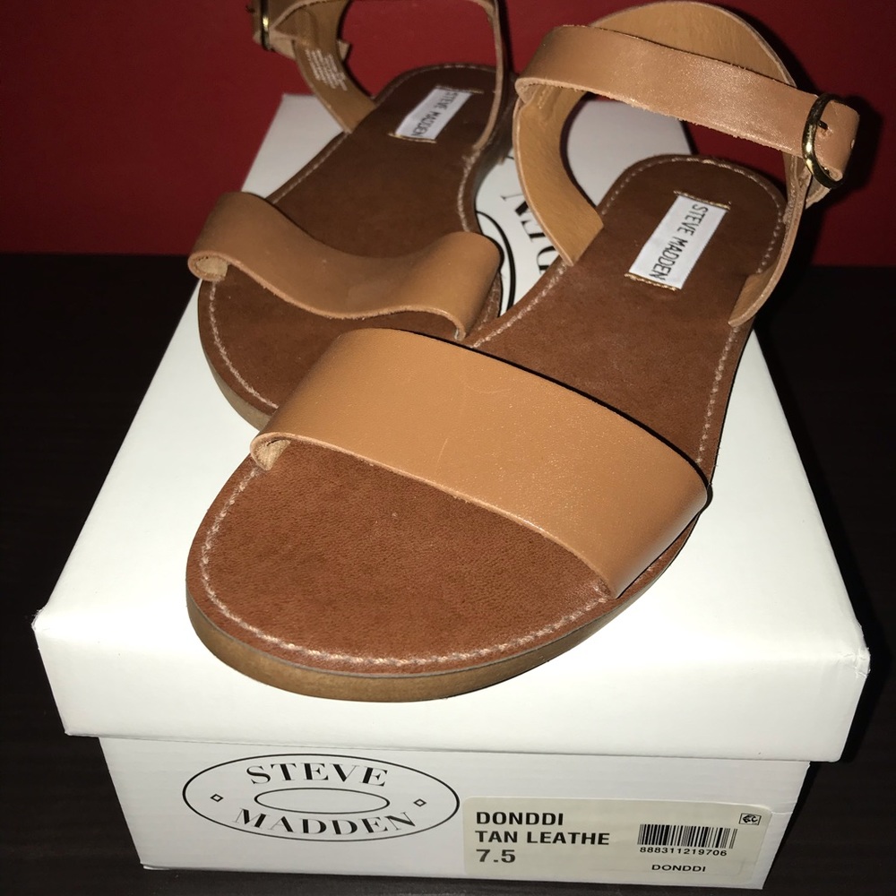 Steve Madden DONDDI Tan Leather Sandals